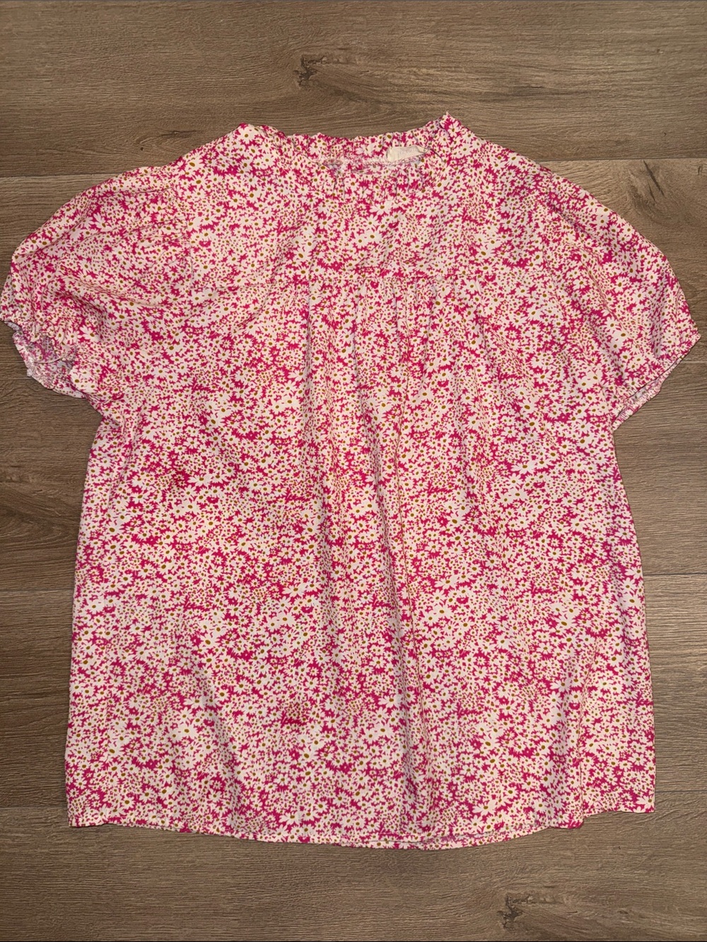 Pink Floral Short Sleeve Blouse